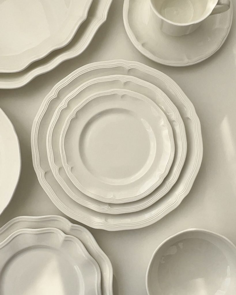 Sculptural white ceramic plates