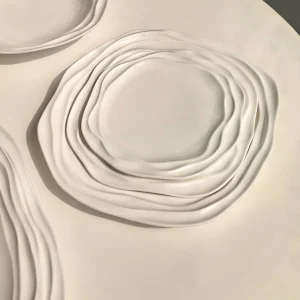 White wave ceramic tableware in natural light