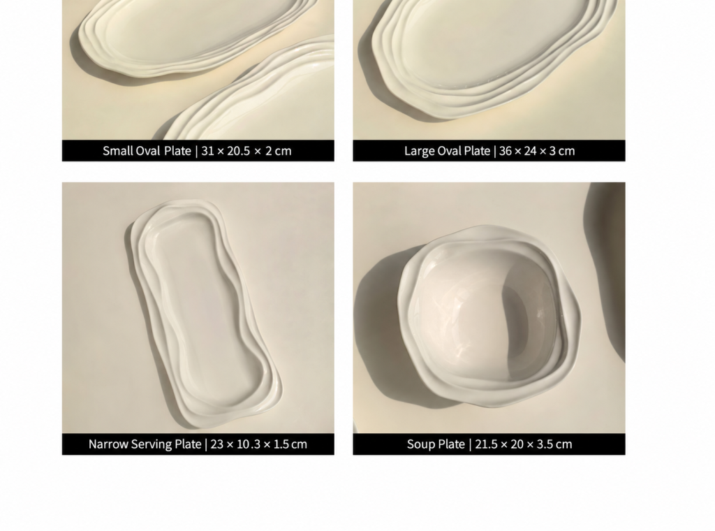 Luoyi French Wave collection reference and product size guide; other pieces sold separately.